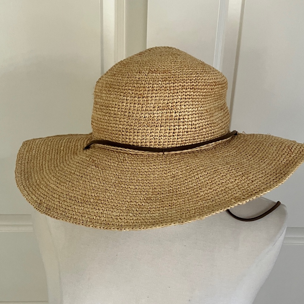 Scala Natural Straw Wide-Brim Hat with Brown Chin Cord - Picture 5 of 5
